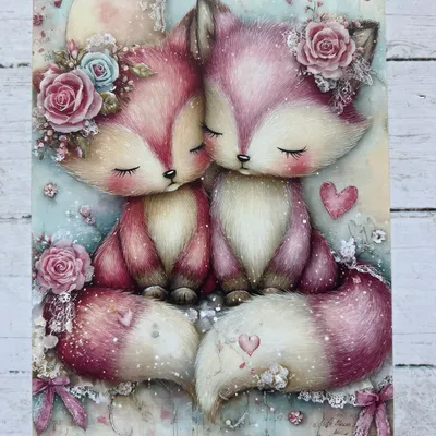 Carte postale couple de renards 